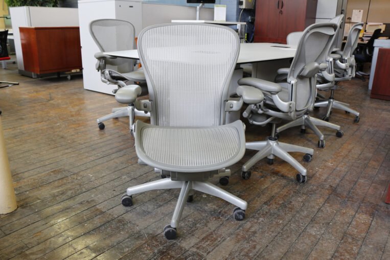 Silver Herman Miller Aeron B & C Chairs - Gray Mesh