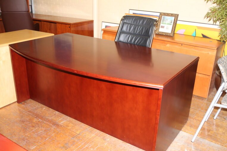 Bradford Series Medium Cherry Wood Bowfront Desk