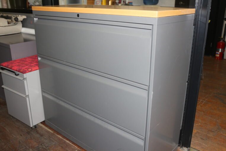 Knoll 42" Maple Top 3-Drawer File Cabinet