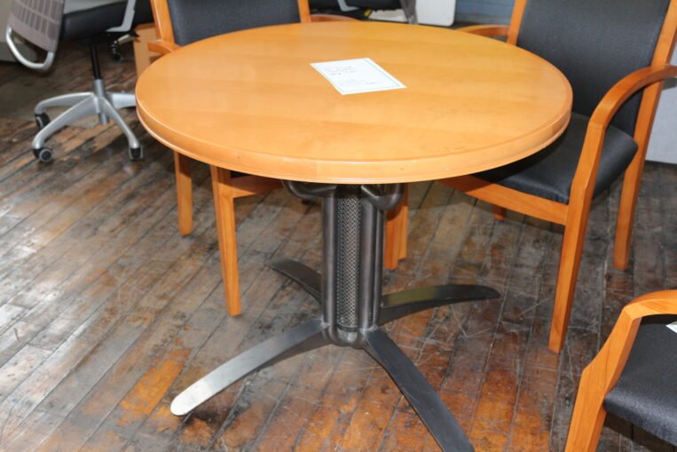 36" Round Honey Maple Meeting Table
