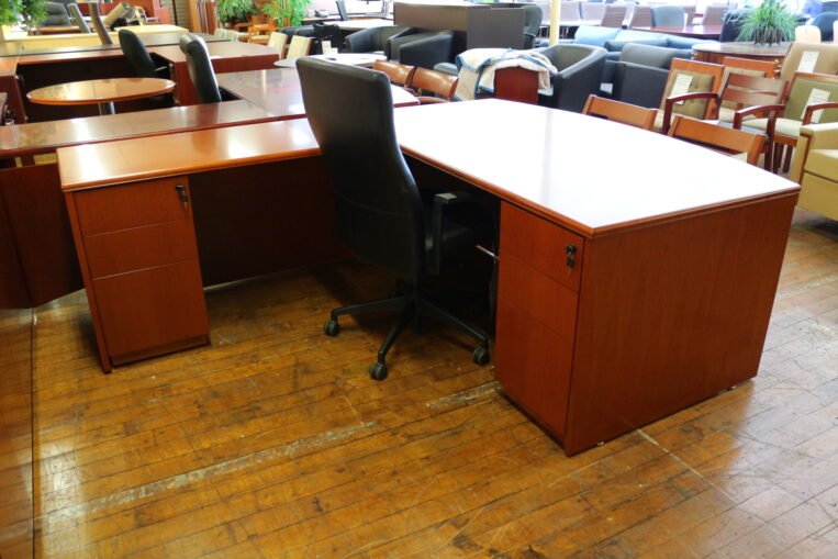 Baldwin Series Amber Cherry Wood L-Desk