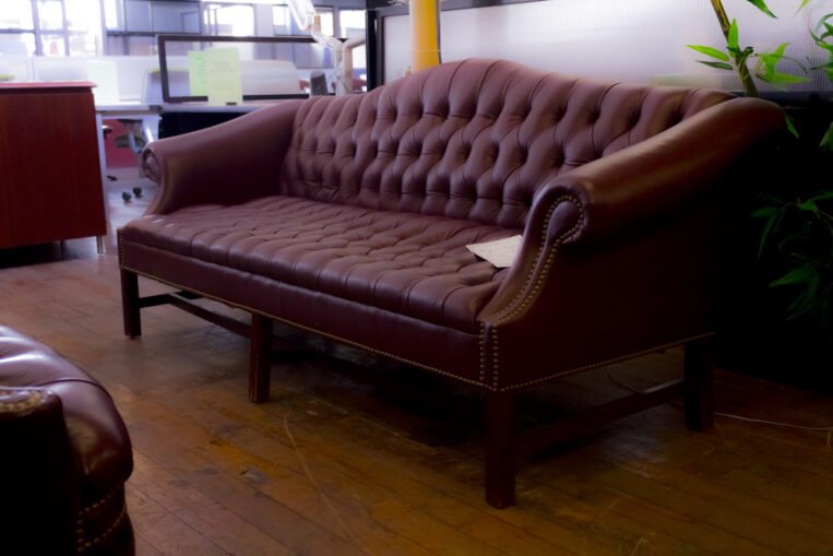 Burgundy Tufted Sofa