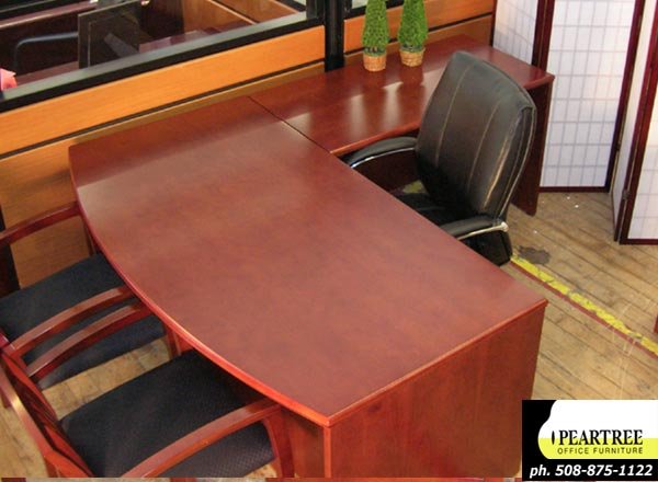Baldwin Cherry Bowfront Executive L-shaped Desk