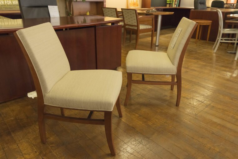 Bernhardt St. Michel Haitian Cotton Side Chairs with Cherry Frame