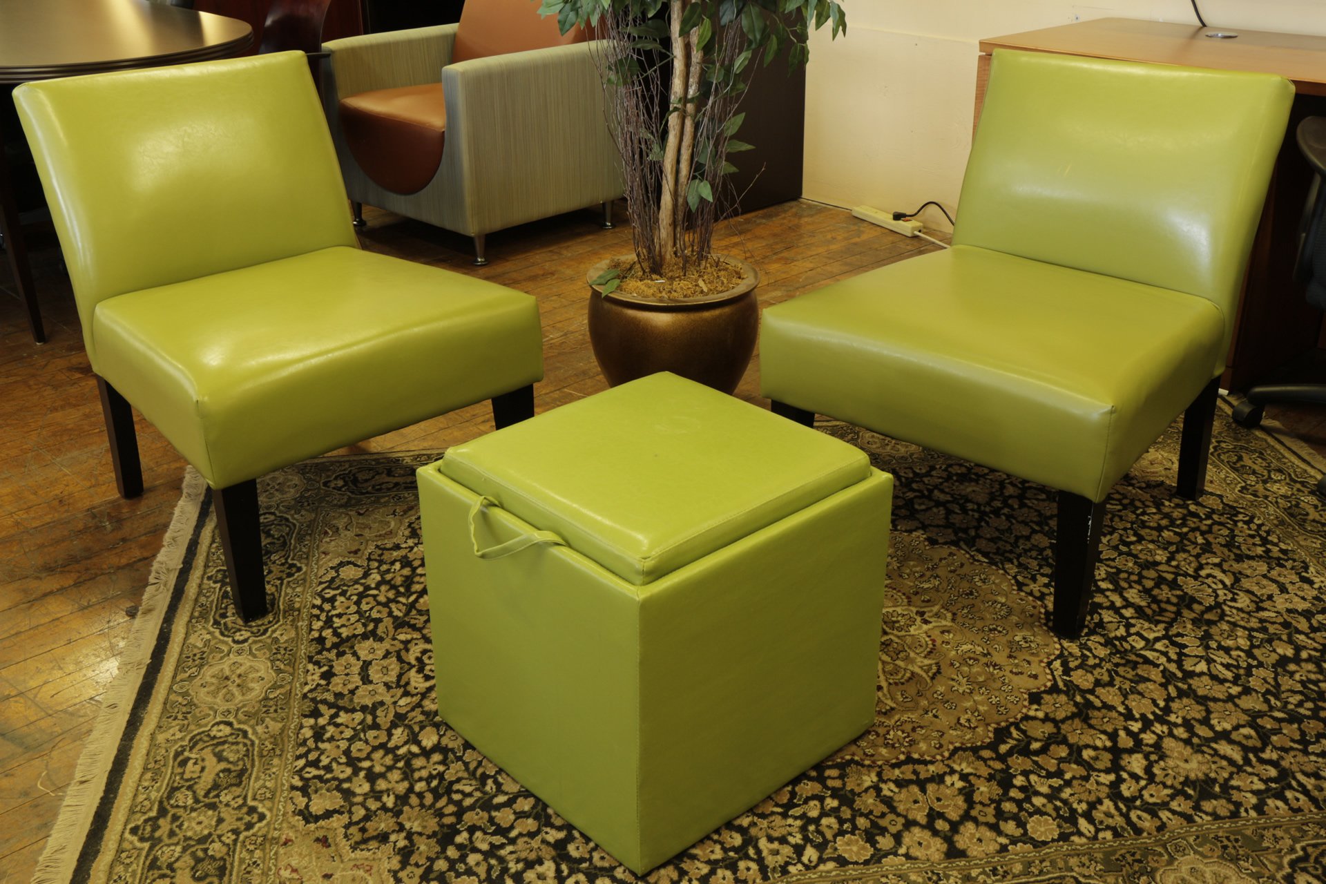 Green Leather Club Chairs