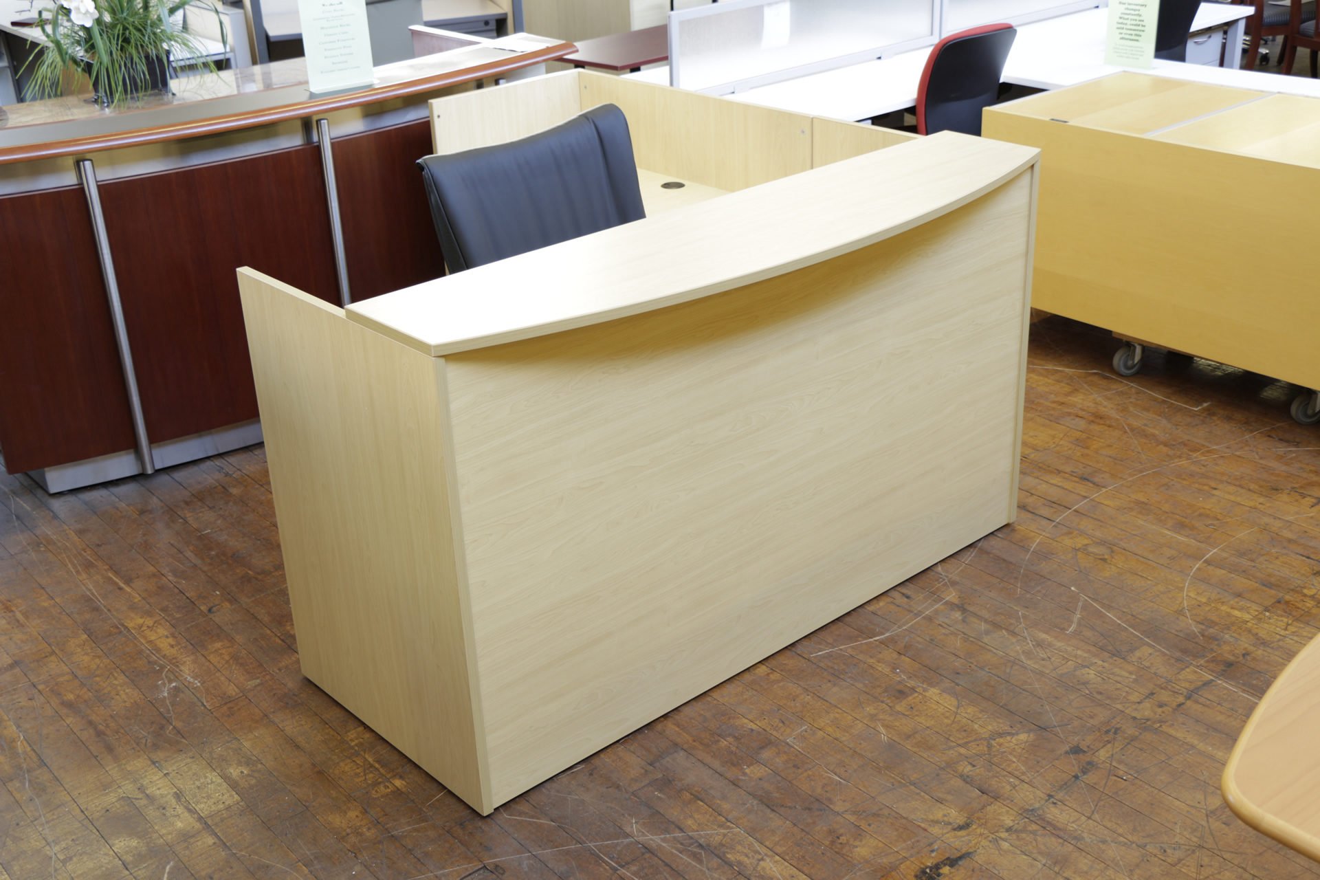 New Warren Series Maple Laminate Bowfront L Shaped Reception Desks