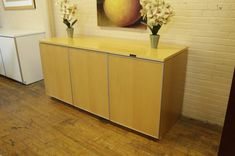 Nienkamper Vox Credenza in Maple with Metallic Trim
