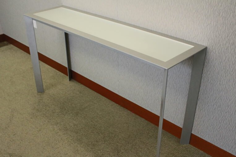 Frosted Glass Top Metal Table