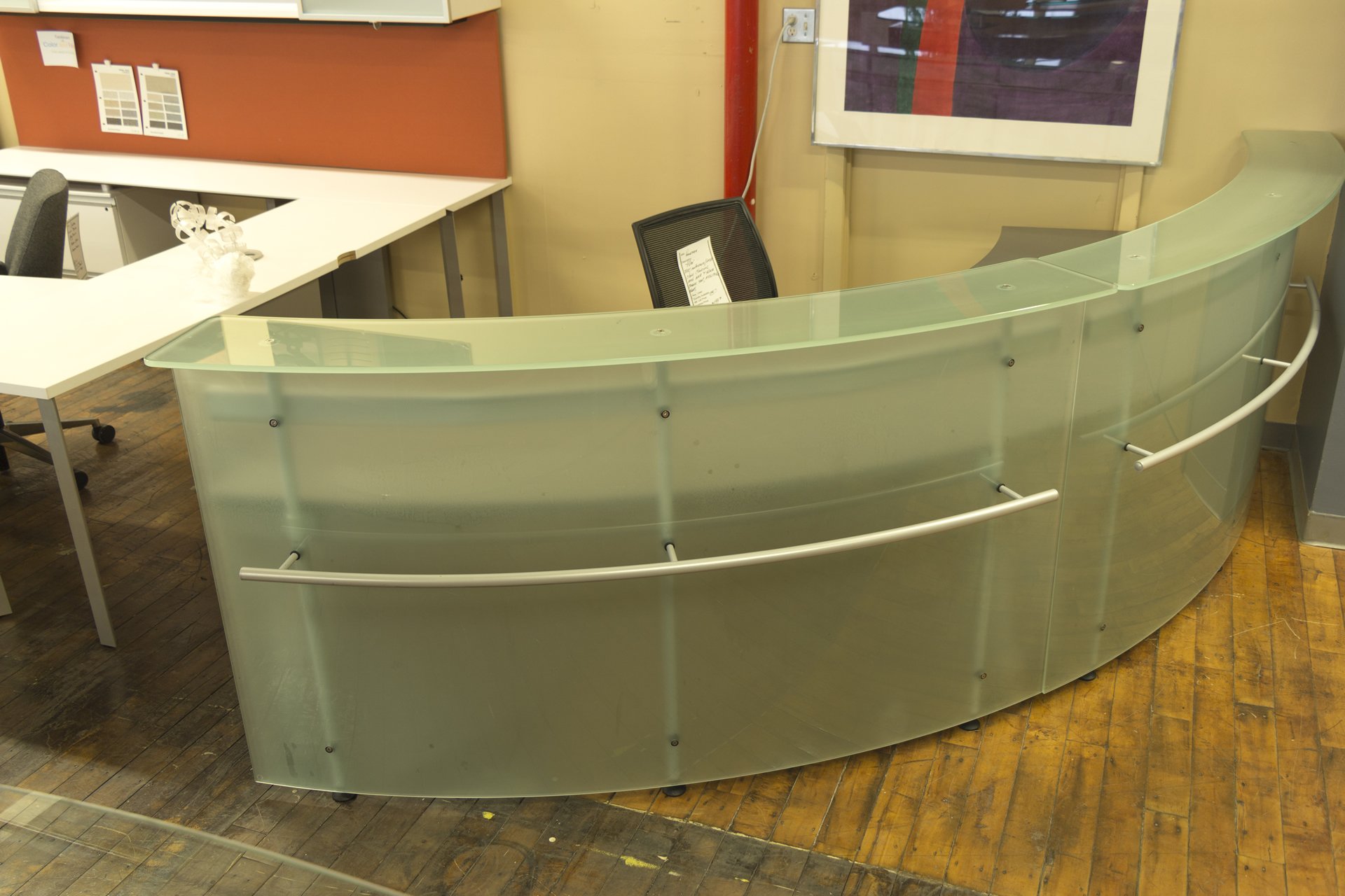 Frosted Glass Arc Reception Desk
