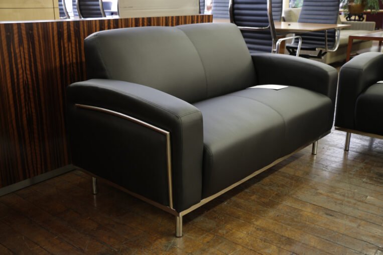 Chelsea Black Leatherette & Chrome 2-Seat Sofas