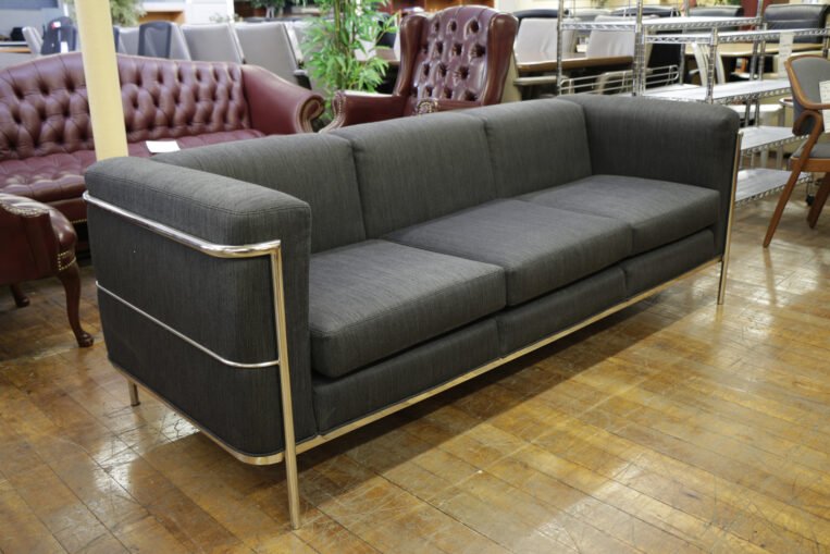 Jack Cartwright '123' Black Fabric & Chrome 3-Seat Sofas