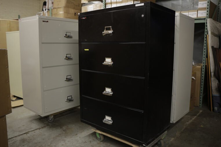 FireKing Fireproof 4-Drawer Lateral File Cabinets in Black or White