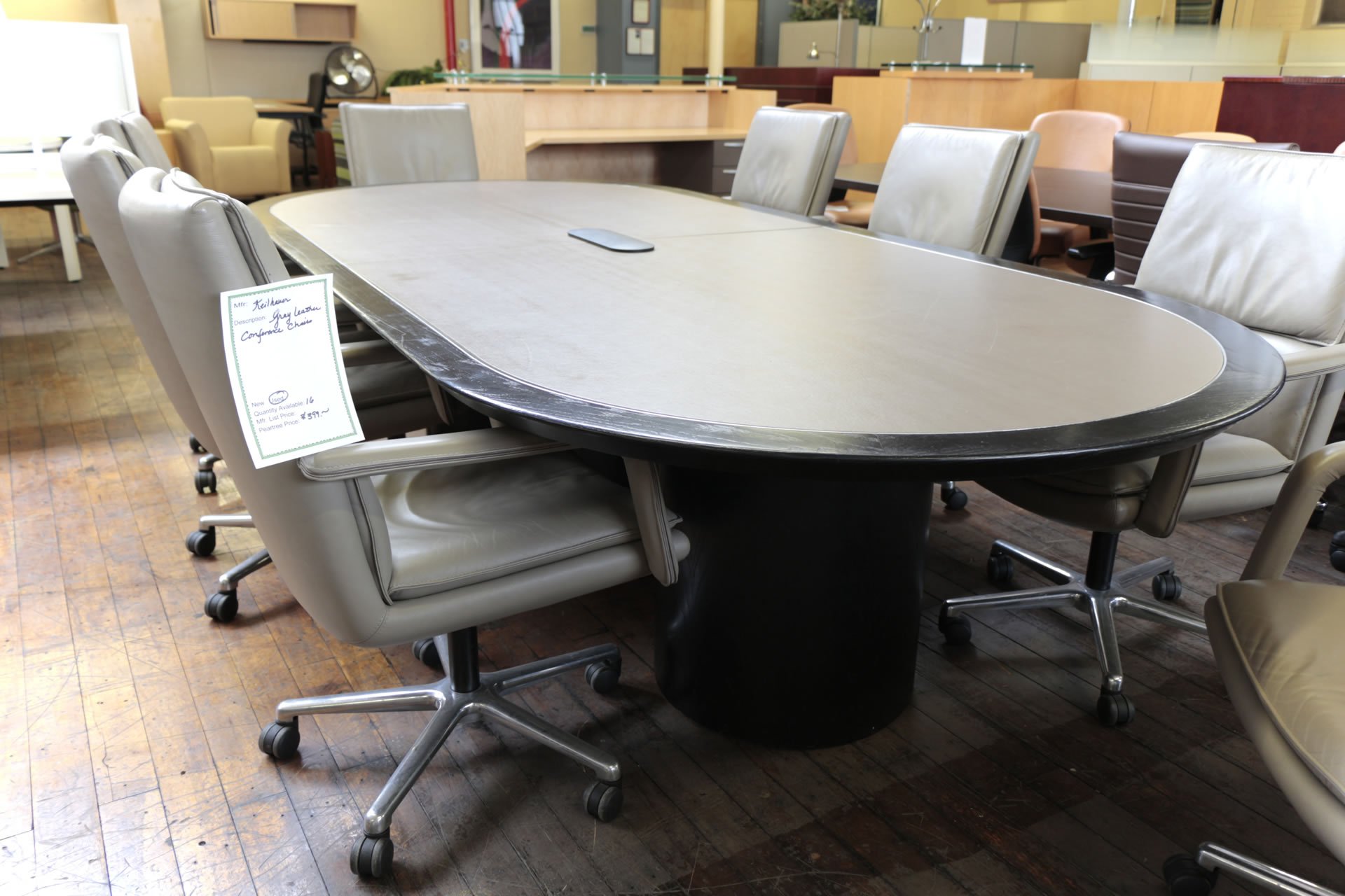 Wall Goldfinger Racetrack Leather Top Conference Tables
