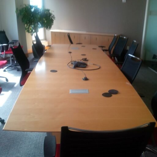 Nucraft Saber 14' Boat Shaped Maple Conference Table