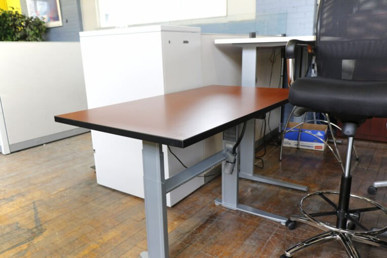 54" x 30" Cherry Laminate Motorized Standing Desk