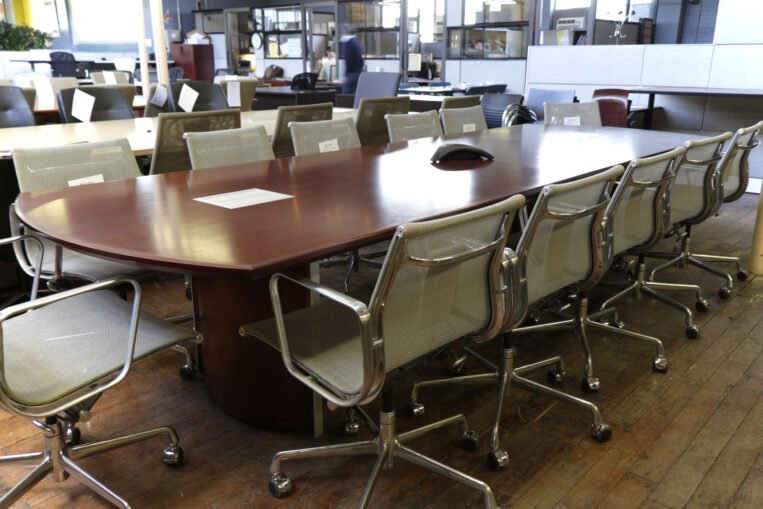 Kimball 12' Cherry Conference Table with TeleData Forums