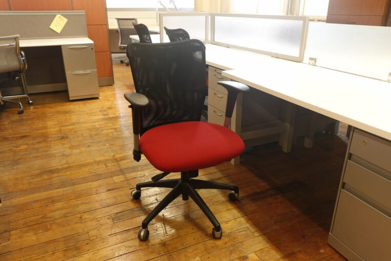 SitWell Ovation Black Mesh Highback Synchro Chairs in Red, Blue, or Orange