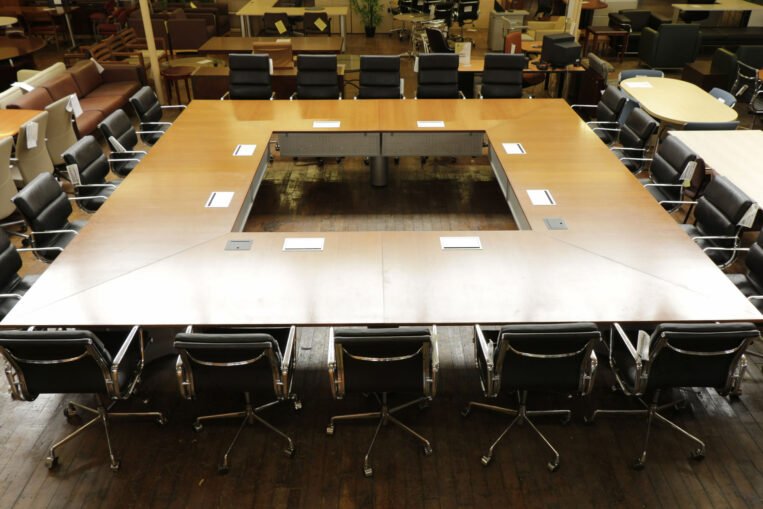 Knoll Propeller Cherry 14' x 14' Square Conference Table with TeleData