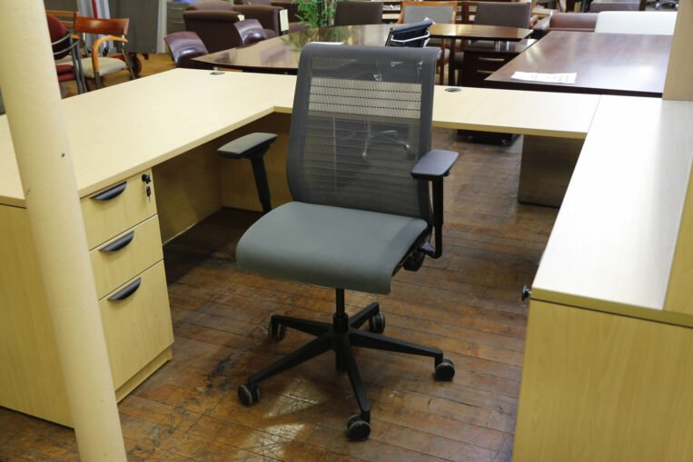 Steelcase Think Chair with "Dusk" Blue Fabric Seat & Mesh Back