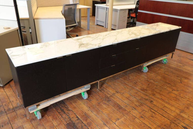 Florence Knoll Custom Credenzas - Marble Top & Ebonized Oak Finish