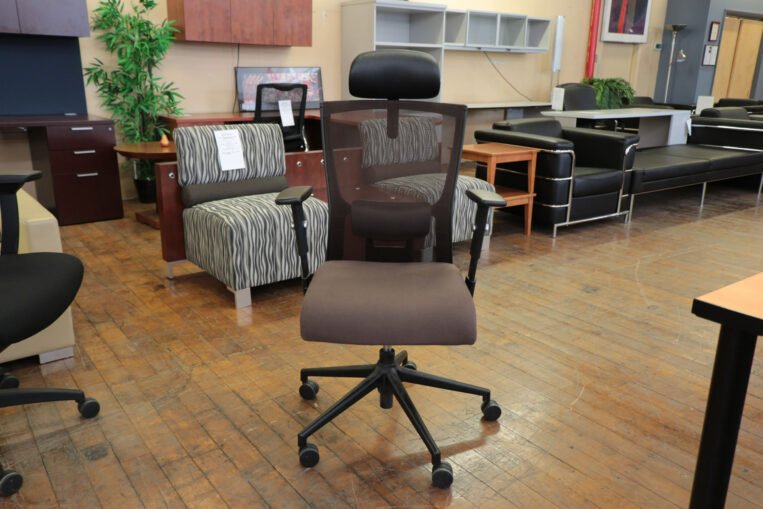 Full Featured Brown Mesh Back Executive Chair with Headrest