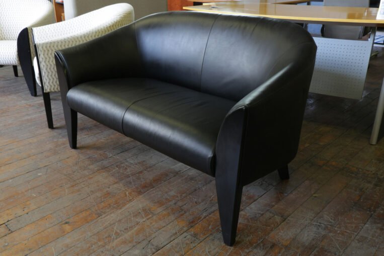 AGI Black Leather Sofa