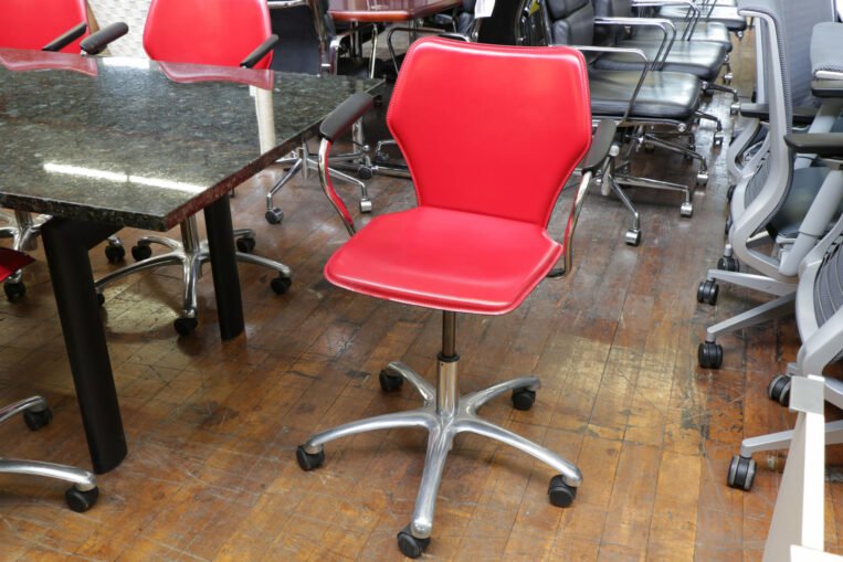 Italian Red Leather Swivel Chairs