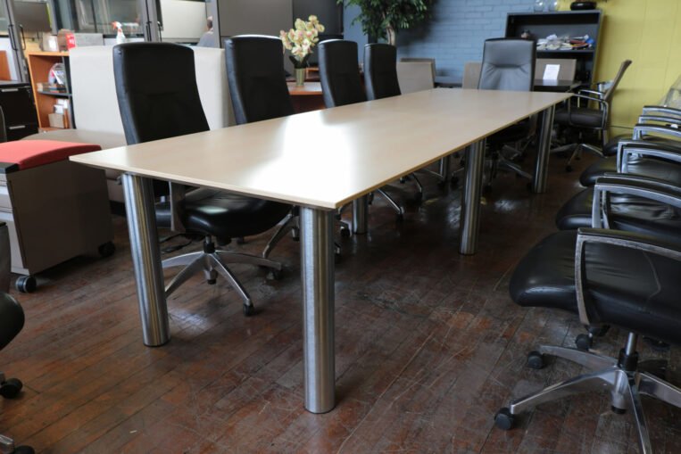 11' Maple & Brushed Aluminum Conference Table