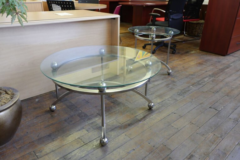 Elegant Round Glass Top Sofa Table & SideTable