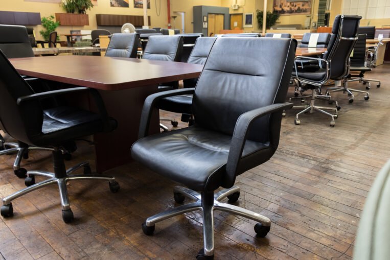Via Seating Dyce Mid-Back Black Leather Conference Chairs