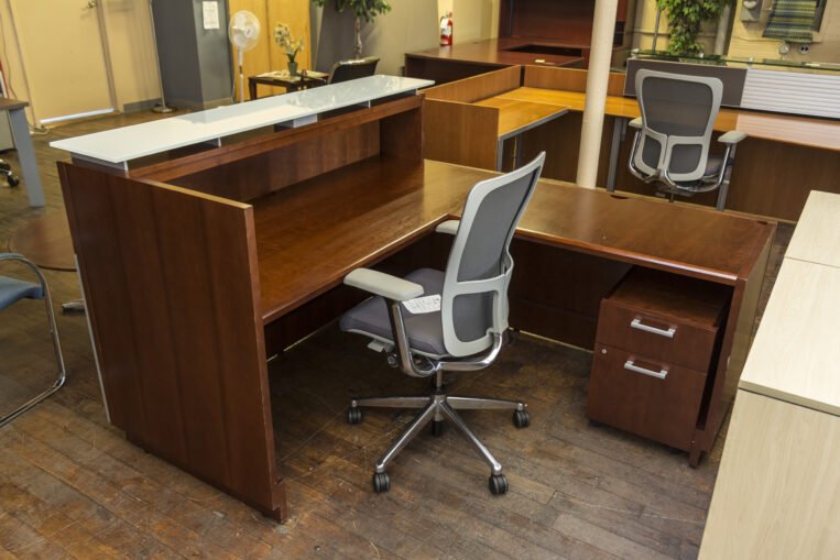 Teknion Medium Cherry Reception Desk