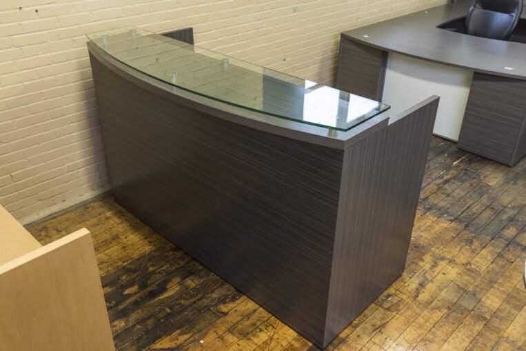 Parker Series Grey Cherry Bow-Front Laminate Reception Desks
