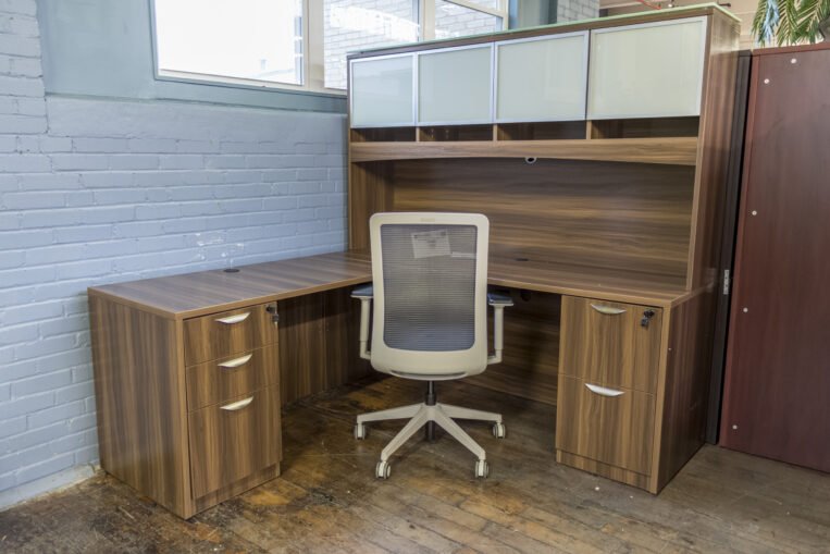 Peartree Warren Series Walnut Laminate L-Shaped Desk