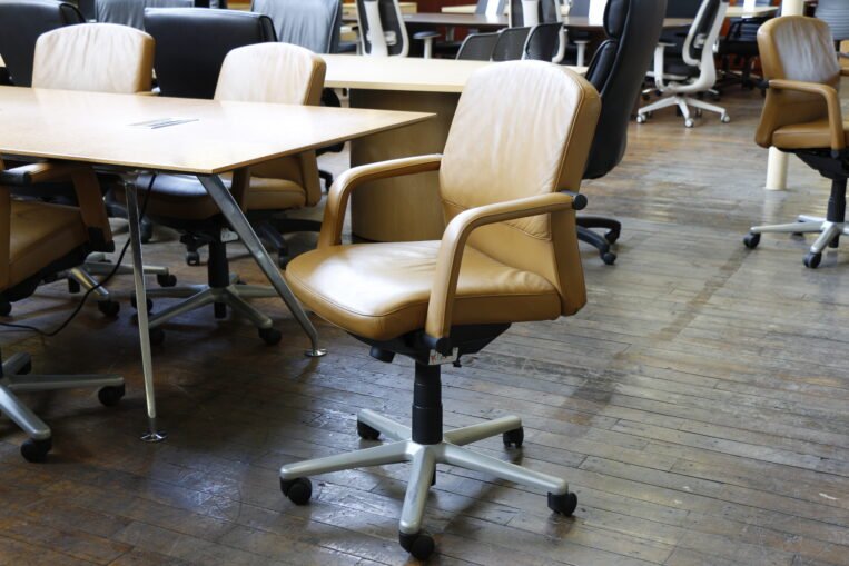 Coalesse 4 O’Clock Mid Back Leather Conference Chairs