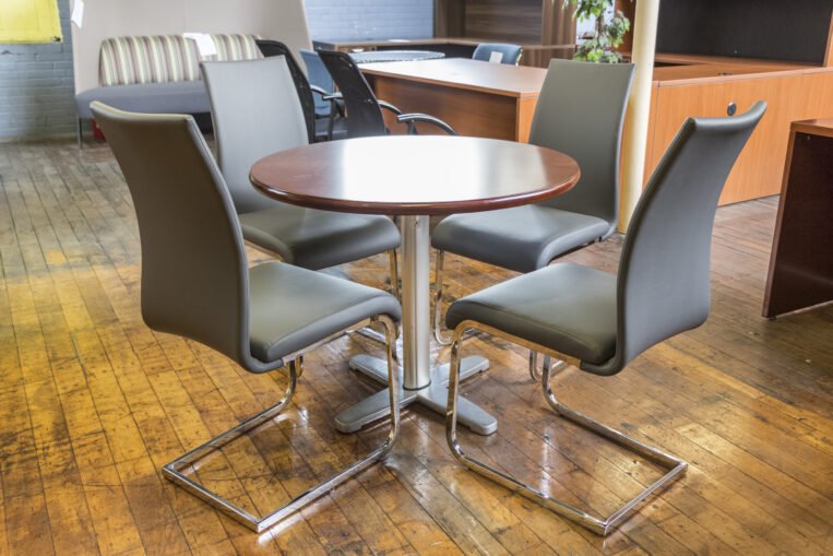 Slate Leatherette Cantilevered Chairs