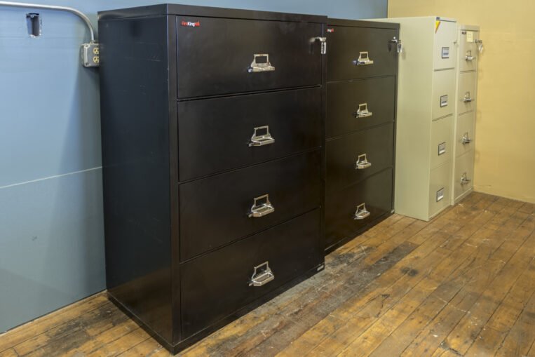 FireKing 38″ Black 4-Drawer Fireproof Lateral File Cabinets