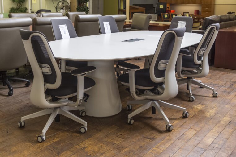 9.2′ x 5′ White Conference Table