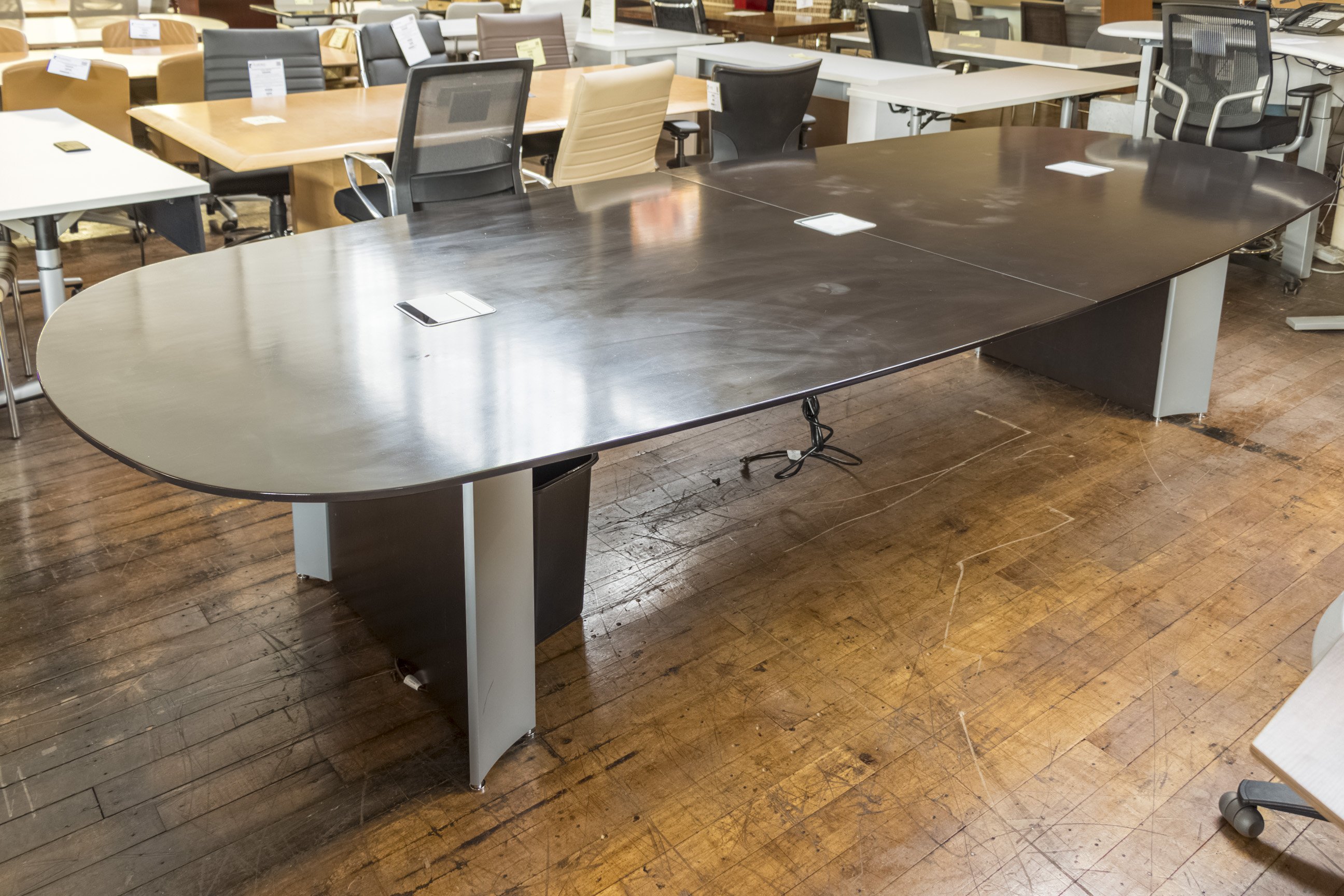 Teknion Audience 12′ Espresso Oval Conference Table • Peartree Office