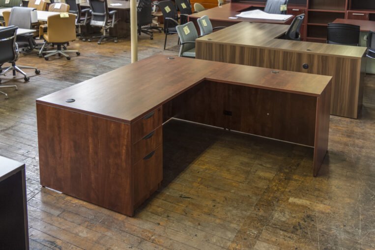 OTG American Dark Cherry Laminate L-Desks