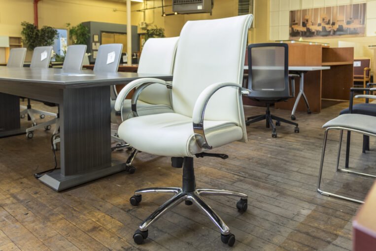 Boss Aaria High Back White Faux Leather Conference Chairs