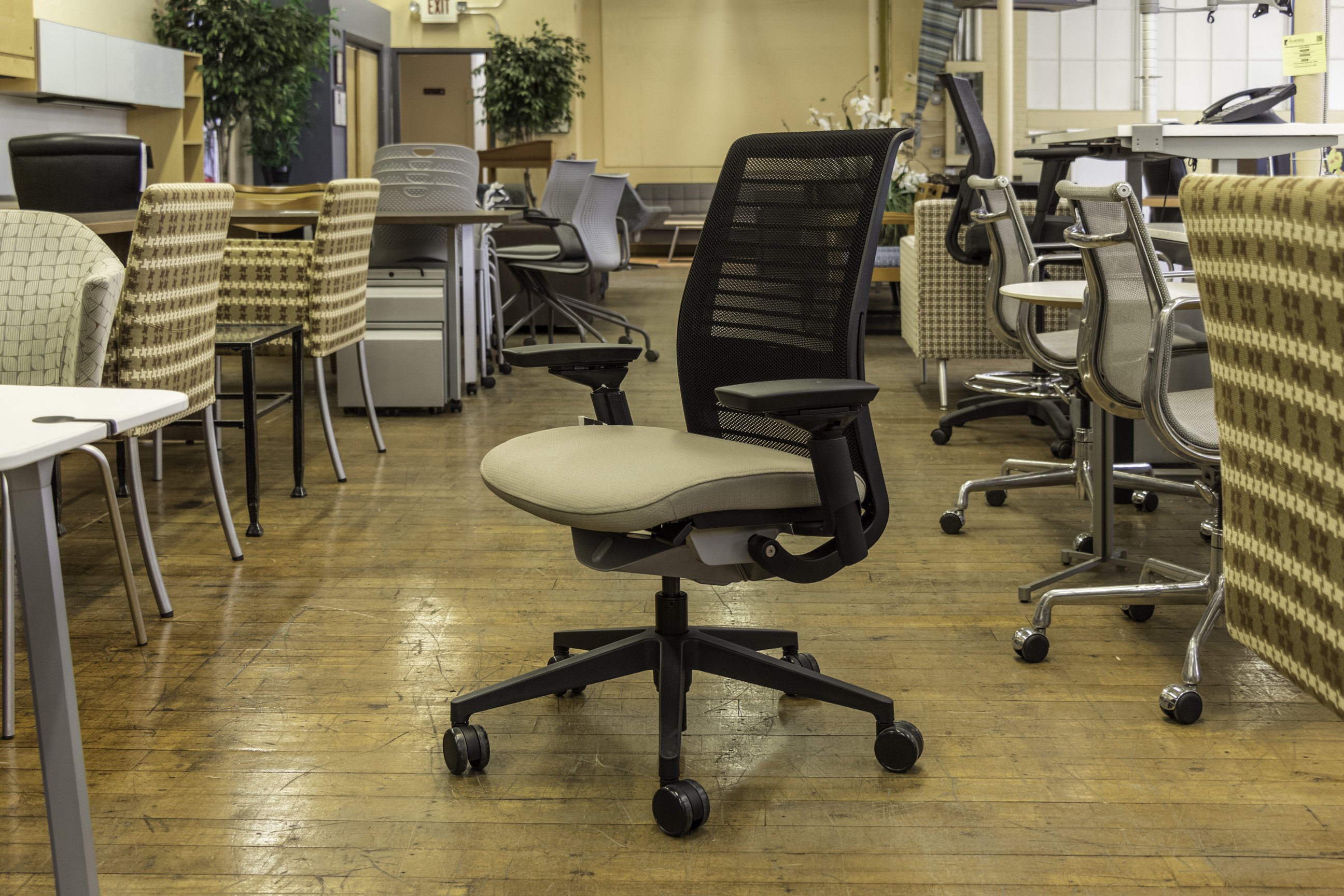 Steelcase Think V2 Chairs in Beige & Black • Peartree