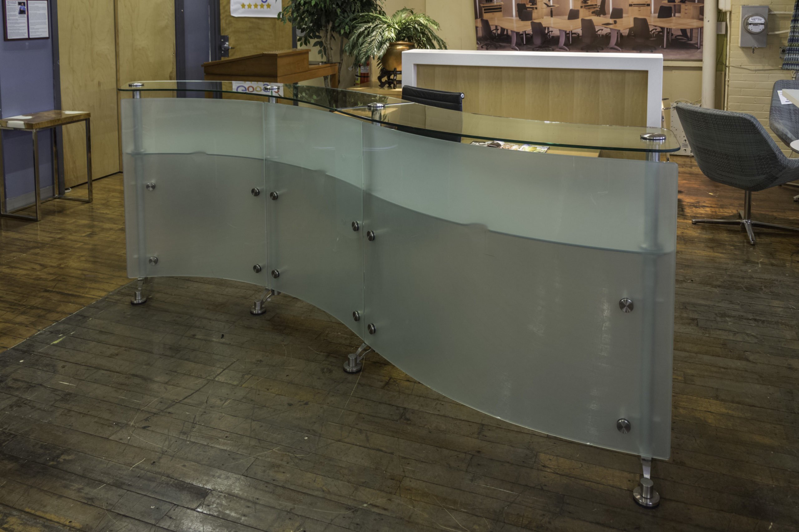 Riviera Glass Reception Desk • Peartree Office Furniture 9948