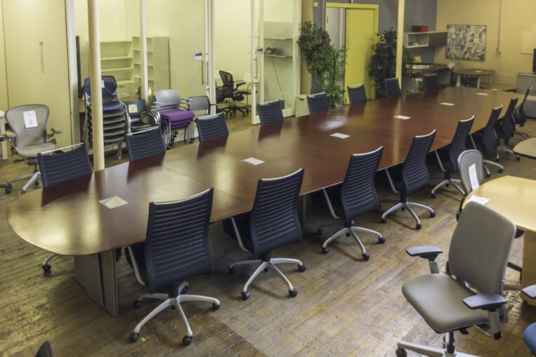 Custom Ply-Tech 30′ Cherry Veneer Boat-Shaped Conference Table