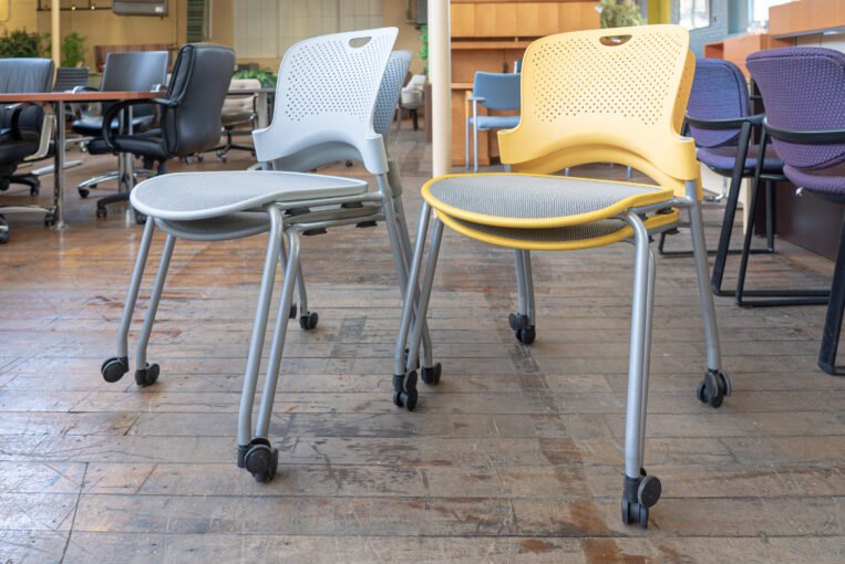 Herman Miller Caper Flexnet Mesh Armless Mobile Stacking Chairs