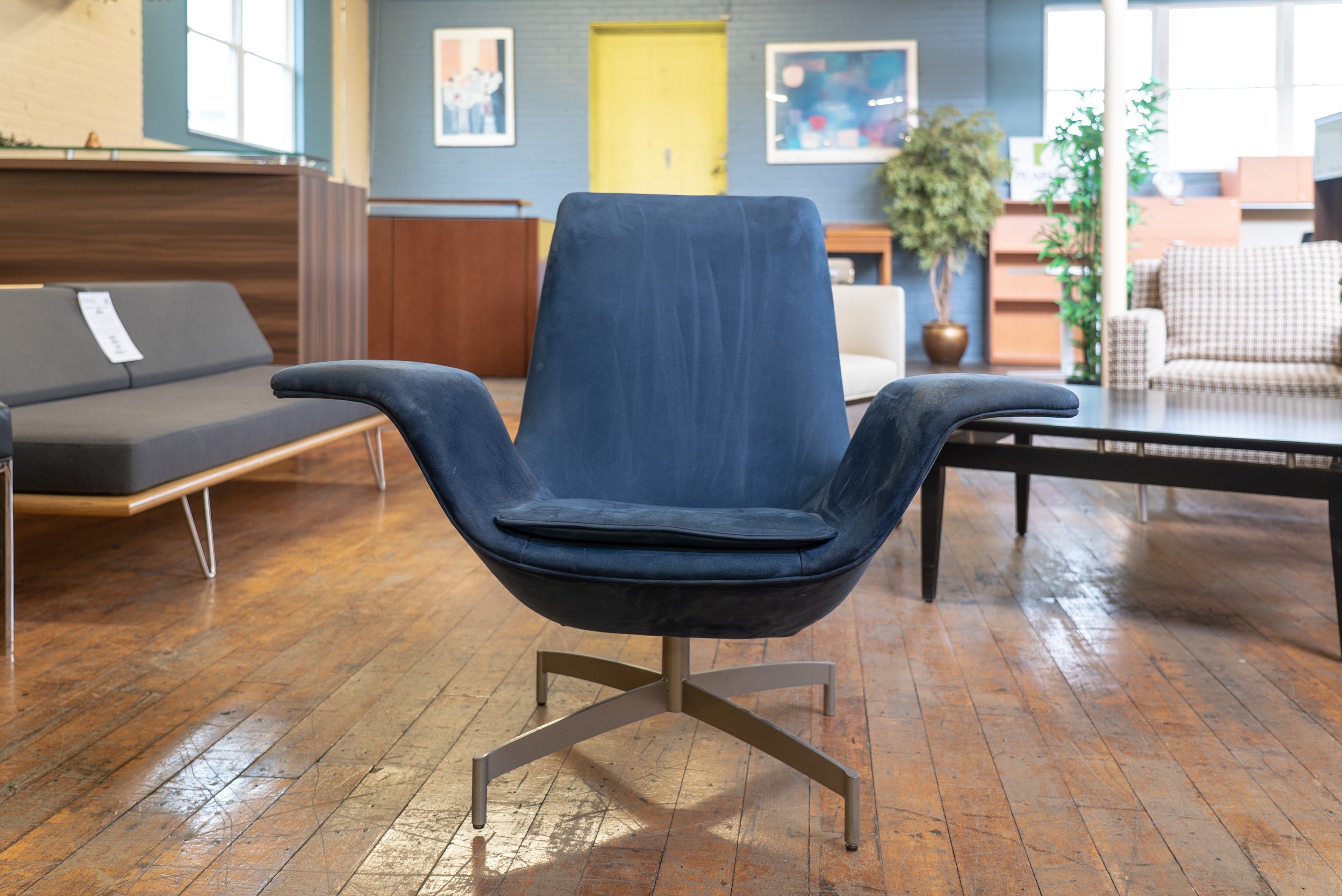 hbf-dialogue-suede-swivel-lounge-chairs