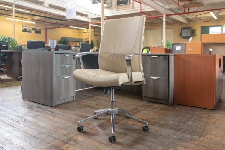 Stylex Insight Decora Mid-Back Leather Executive Chairs - Pebble