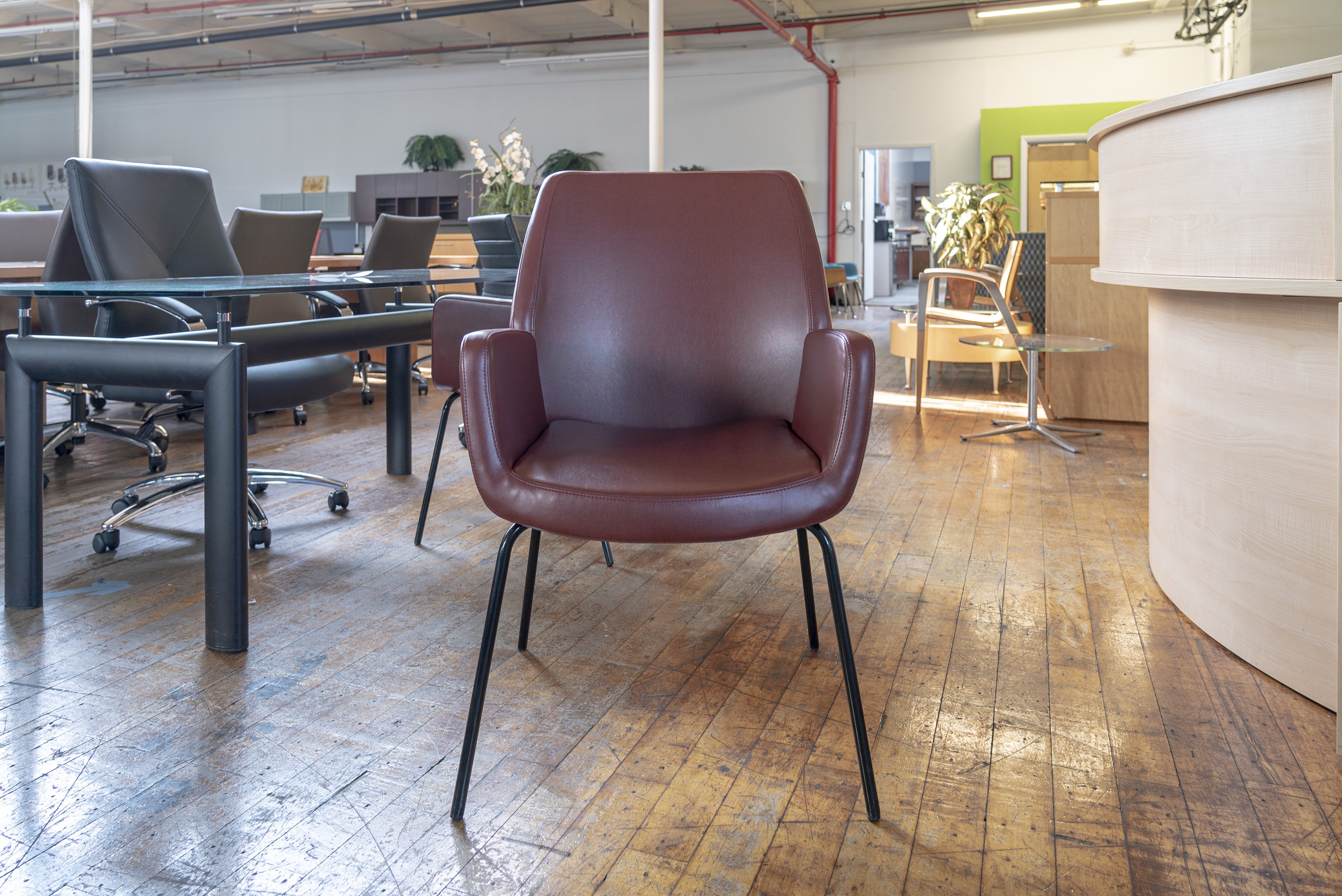 coalesse-bindu-mid-back-red-leather-guest-chairs